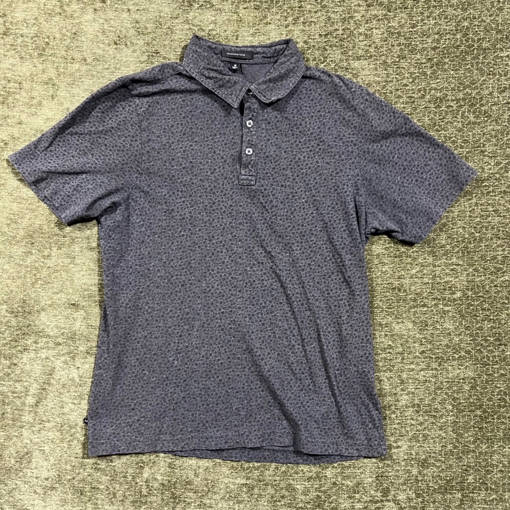TravisMathew Polo Shirt Mens Medium Gray Pima Cotton Tonal Leopard Print